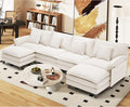 Comfy Cloud Couch with Movable Ottoman, Modular Sectional Sofa, 140" U Shaped Modern Sofa with Pillows, Deep Seat Couches for Living Room, Bedroom and Apartment, Beige