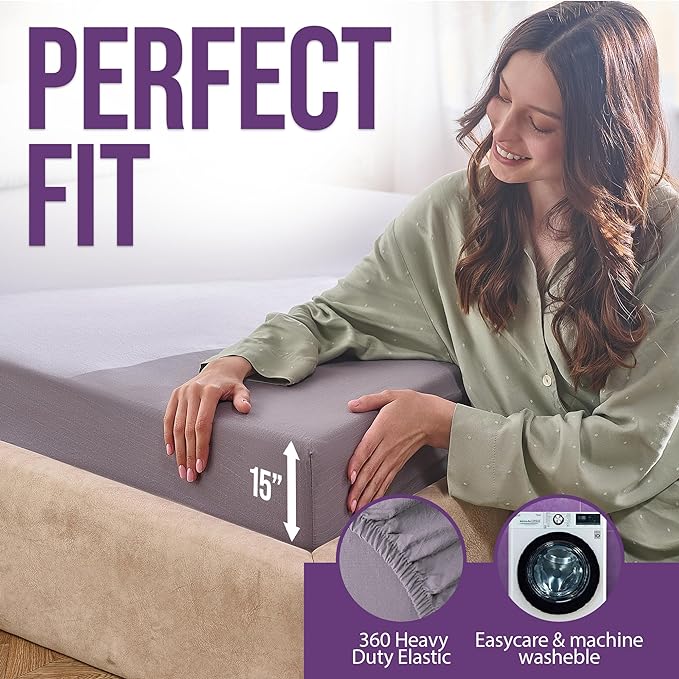 Earth Grounding Sheets Twin XL Size with 12% Silver Fiber & 4% Silk & 84% Cotton - Gray - SGS Quality Certified Grounded Well Bed Sheet - Conductive Fitted Sheet for Better Sleep