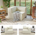 38“ Modular Sectional Sofa Convertible Cube Couch Seat Set, Combine L-Shaped U-Shaped, Free Assembly, Space-Saving for Living Room, Thick Foam Fabric Chenille Beige White (Only Corner)