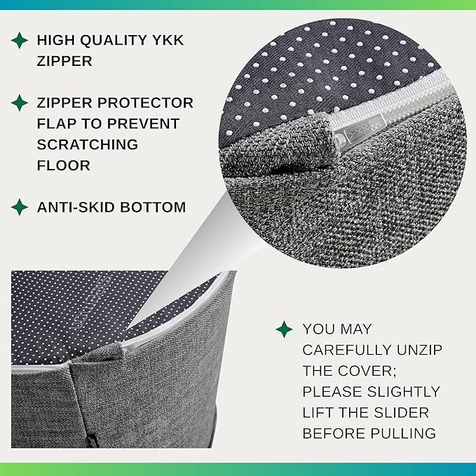 Weaverlane Large 22" Sturdy Ottoman Pouf for Living Room, Bedroom, Playroom, High Density Foam Filling Footrest, Side Table, Extra Seating Home College Dorm Décor Extra Firm (Gray)