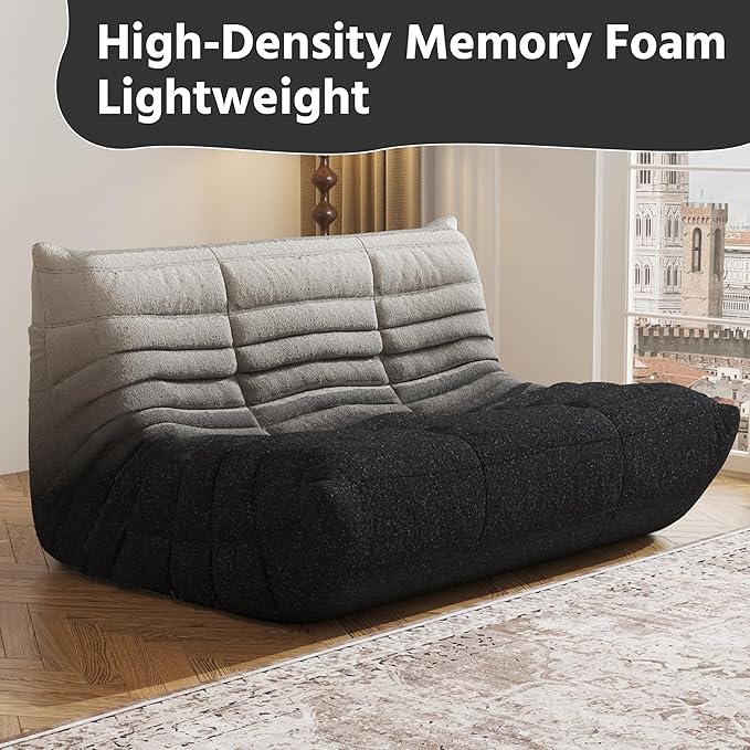 Bean Bag Chair, Fireside Chair, Large Bean Bag Chair for Adults, Bean Bag Chairs for Teens with High-Resilience Foam, Non-Slip Base Floor Lounge Sofa,Living Room (Gradient White-Black, Loveseat)