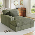 Oversized Chaise Lounge Sofa Chair Indoor，Soft Corduroy Fabric, Boneless sofawith Cushion，A Comfortable, deep-Seated Cloud Sofa for use in The Living Room.(Singler-Left-arm-Green)