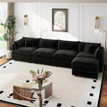 Aoowow Modular Sectional Sofa Modern Convertible L Shaped Couch,147.2 Inch Deep 4-Seater Sofas Set Comfy Chenille Cloud Sofas and Couches with Movable Ottoman for Living Room Apartment（Black）