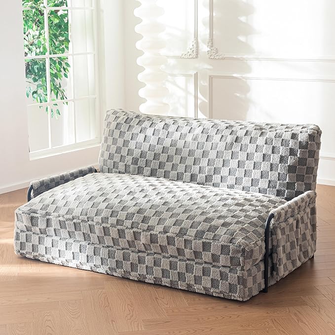 YOSHOOT Adjustable Lazy Floor Sofa, 5-Position Foldable Sleeper Chair with Armrest for Reading, Gaming - Convertible Bean Bag Sofa Bed Couch