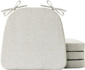 Chair Cushions for Dining Chairs Set of 4, Non Slip Kitchen Chair Pads, 17" x 16" x 2", Indoor Dining Chair Cushions with Ties, D-Shaped Seat Cushions for Kitchen Chairs, Beige