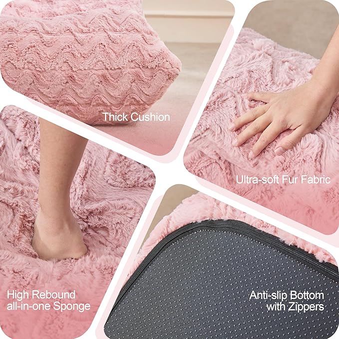 Bean Bag Chairs for Adults Giant Bean Bag Chair Memory Foam BeanBag Chair Bean Bag Sofa with Filler Faux Fur Fireside Beanbags Lazy Sofa for Living Room Bedroom Office (Pink Chevron, Single)