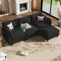 Apicizon 108" Cloud Couch Sectional, L Shaped Cloud Sofa with Side Storage Pocket, Modern Corduroy Sofa Set for Living Room, Office, Black
