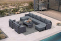 PURPLE LEAF Patio Furniture Set 10 Pieces Patio Seating with Ottoman Sofas Aluminum Furniture Outdoor Couch Sectional Set with Cushions and Aluminum Table Patio Conversation Sets Gray