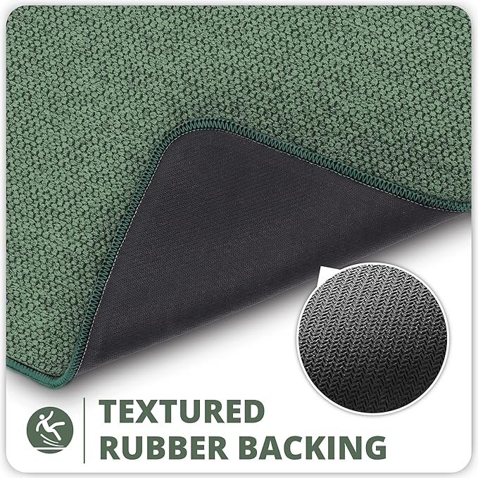 Bosap Bath Mat,Ultra Thin Bathroom Runner Rugs,Large Bath Mats for Bathroom,Quick Dry,Non-Slip,Machine Washable,Low Pile,Bath Rug,Shower Outside,Sink,Home Decor Accessories.Green,3'x5'(36x60inch)
