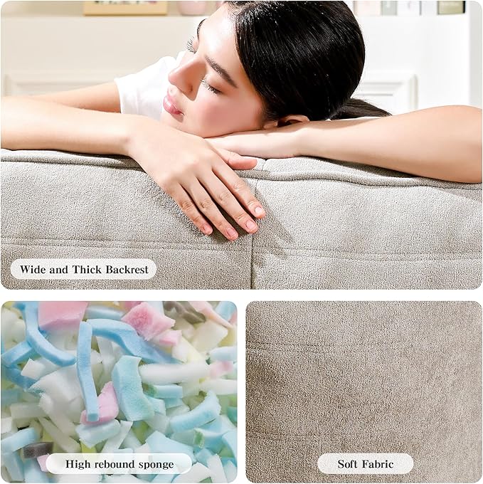 Cvortll Bean Bag Chair with Ottoman, Comfy Bean Bag Sofa with Memory Foam, Lazy BeanBag Sofa with Footstool, Fireside Bean Bag Couch for Living Room, Bedroom, Apartment (Gray)