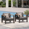 Oasbira Aluminum Outdoor Patio Furniture Armchair, All-Weather Outdoor Patio Sofa with Washable Thick Cushion, Patio Sofa Couch Set of 2 for Porch, Balcony, Deck, Yard, Graphite
