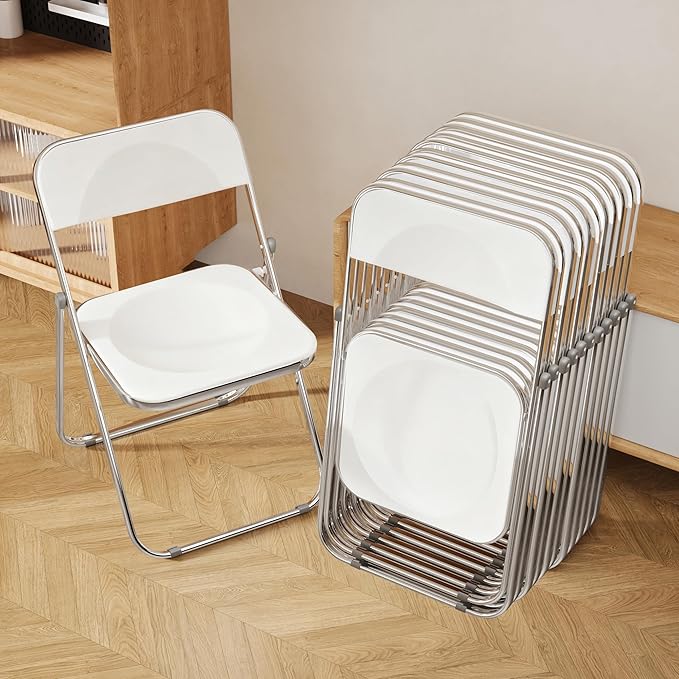 Folding Chair 12 Pack Acrylic Foldable Portable Plastic Chair,Easy to Use and Store Comfortable Portable Party Chairs for Home,Office,Party,Comfy