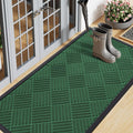 Smiry Front Door Mat Outside Entrance, Heavy Duty Outdoor Indoor Natural Rubber Doormat, Non Slip, Trap Dirt and Moisture, Easy Clean, Low Profile Patio Porch Entryway Mat, 59x23, Green