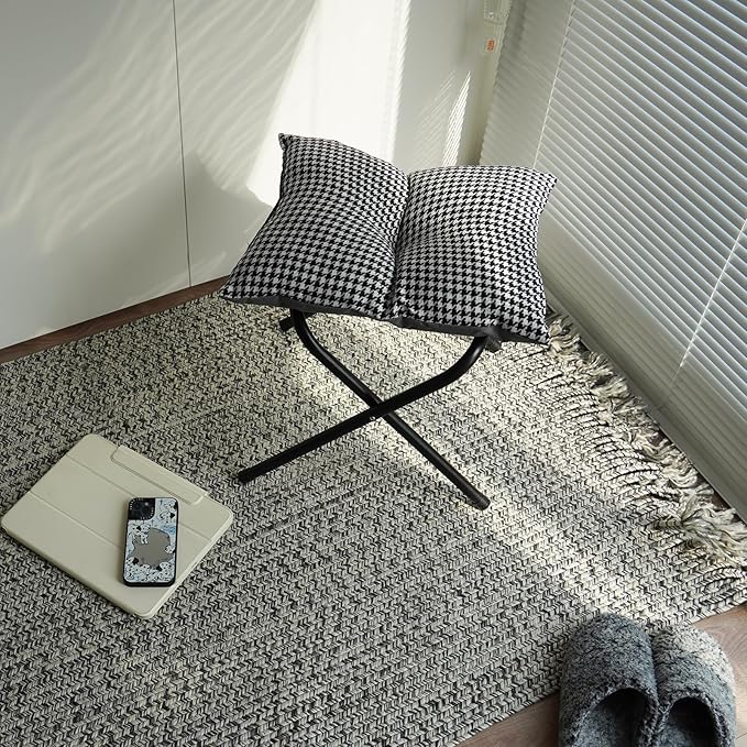 Foldable Foot Rest Stool for Under Desk or Sofa - Office Footrest Ottoman, Portable Leg Rest for Home & Office (Houndstooth)