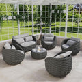 Erotr Aluminum Porch Outdoor Furniture Set: 6 Pieces Rope Patio Conversation Sofa Set - Modern Woven Deck Couch Set Cushioned - No Assembly All Weather Seating for 660lbs Yard Garden Lanai Hotel Pool