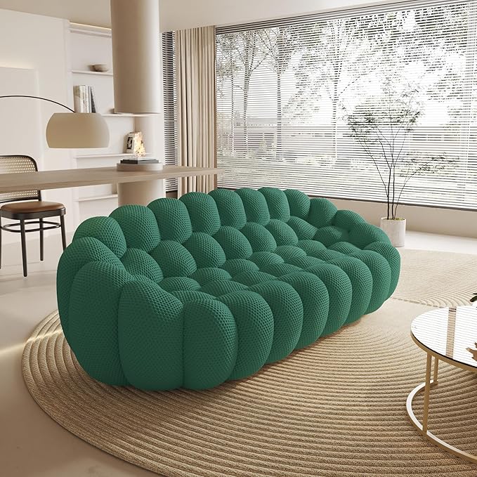 WJShome Bubble Sofa Couch,98'' Modern Curved Sofas for Living Room, 3 Seater Lazy Floor Sofa, Large Bean Bag Chair,Deep Seat Floor Sofas Chair Lounge for Office, Apartment(Green)