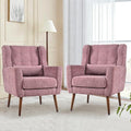QKFF Accent Chair Set of 2, Upholstered Armchair with Pillow, Fabric Single Sofa Chair with Lounge Seat and Wood Legs Accent Chair for Living Room Small Spaces (Purple, Set of 2)