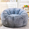 Bean Bag Chairs for Adults, Teens Youth Beanbag Reading Chair with Petal Arm Rest, Comfy Faux Fur Fluffy Bean Bag for Living Room, Bedroom, Dorm, Game - Grey, Large, Low Support