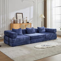 79" Convertible Sofa Bed with Pillows, Corduroy Folding Sleeper Sofa with Fixed-Shape Frame, Boneless Couch for Living Room Bedroom, Floor Sofa Lounge No Assembly Required (Modular Sofa - Blue)