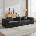 6-in-1 Folding Convertible Sofa Bed, 118 Inch Boneless Couch with Fixed-Shape Frame, Chenille Sleeper Sofa with Pull Out Bed, Floor Sofa Modular Futon Couches for Living Room Bedroom Lounge (Black)