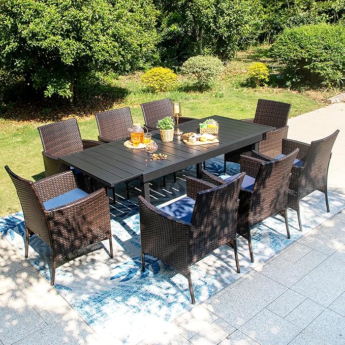 Sophia & William Wicker Patio Chairs Set of 4, 4 Pcs All-Weather Rattan Outdoor Dining Chairs with Seat Cushions