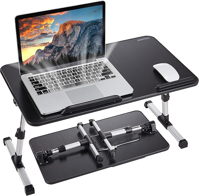 Lap Desk for Laptop, 8AMTECH Ajustable Laptop Table with Cooling Fan Office Desk for Working, Reading, Writing, Drawing and Eating in Bed Sofa Floor Couch