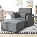 Snowflake Fleece Oversized Accent Chair with Storage Ottoman - 26.57" Wide Deep Seat Reading Chair, Convertible Daybed, 400lbs Capacity for Living Room & Apartment (Grey)