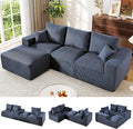 WESTSETLUX 108” Cloud Sectional Sofa Couch with High-Seat, Corduroy Modular Sofa with Oversized Chaise, High-Back Modern L-Shaped Couches for Living Room, No Assembly Required (Blue)