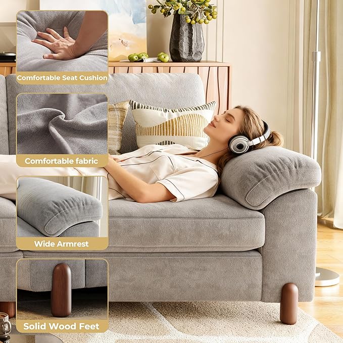 SITJOY 118" Oversized Sectional Couches for Living Room, Extra Large Deep Seat Modular Sofa with Washable Covers, 3 Seater L Shaped Couch with Chaise, Storage Ottoman, Chenille in Light Gray