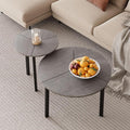 SUNBURY Coffee Table Nesting Grey Set of 2, Round Coffee Table 23.6", Side Tables for Living Room Bedroom Balcony Yard