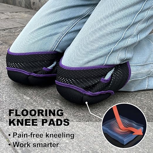 Knee Pads for Women Kneeling, Foam Pad for Men Working, Breathable Kneepad for Gardening Cleaning Flooring Crawling, Lightweight Knee Cushion with Soft Mesh Fabric for Workers, Purple M, (1 pair)
