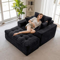 MAXYOYO Oversized Chaise Lounge Sofa, Upholstered Lounge Chair with 3 Pillows, Tufted Boneless Sofa Couch with Ottoman, Deep Seat Sleeper Chair for Living Room, Bedroom, No Assembly, Black