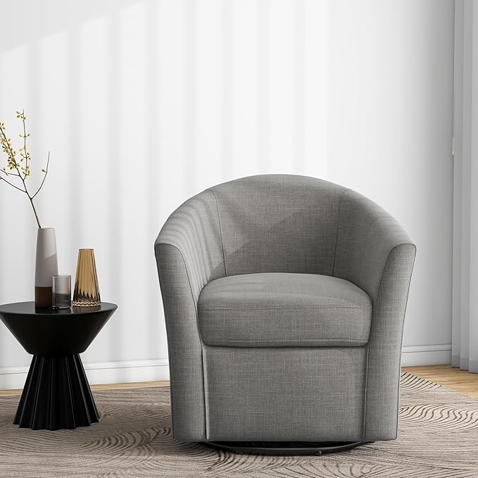 DREAMSIDEA Swivel Accent Chair Armchair, Modern Round Single Sofa Seating Comfy Reading Barrel Chairs for Living Room Bedroom (Coffee, Set of 2)