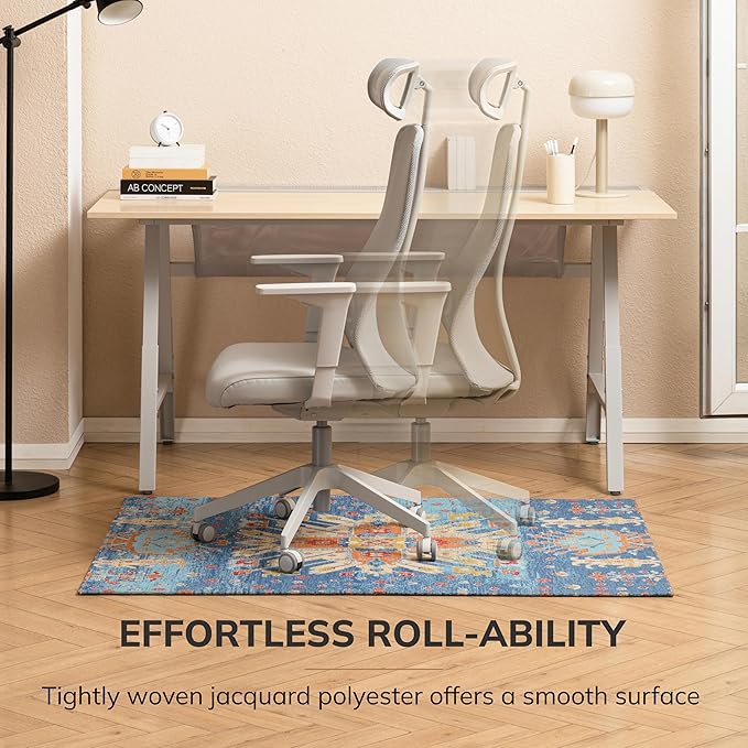Anji Mountain Rug'd Office Chair Mat for Carpet & Hardwood Floor - Jacquard Woven Top, Anti-Slip Backing, Low Pile, Floor Protector Desk Chair Mat, Office Rugs for Rolling Chairs (40 x 54)