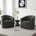 DREAMSIDEA Swivel Barrel Accent Chair, Modern Round Small Reading Armchair for Living Room Bedroom (Grey, Set of 2)