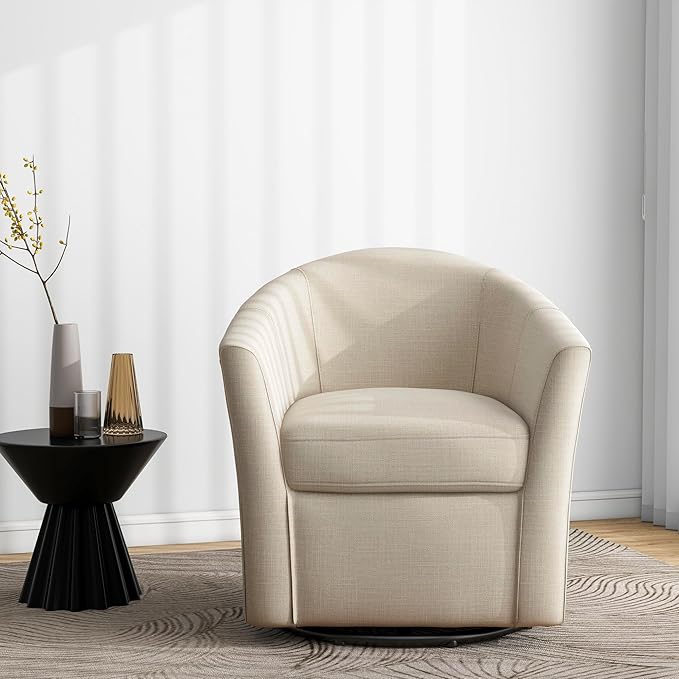 DREAMSIDEA Swivel Accent Chair Armchair, Modern Round Single Sofa Seating Comfy Reading Barrel Chairs for Living Room Bedroom (Brown, Set of 2)