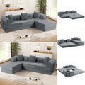 106.3" Oversized Convertible Sleeper Sofa Bed, L Shape Modular Sectional Cloud Sofa with Fixed-Shape Frame, Boneless Couch with Storage Pocket for Living Room, No Assembly Required, Dark Gray