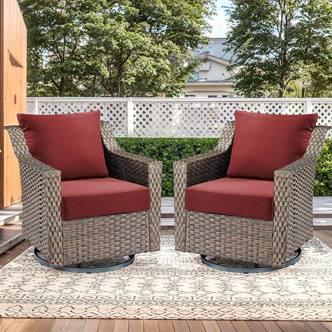 Luxury Outdoor Seat Cushion Set-24 x 24 x 6 Inch Outdoor Chair Cushions Set of 2 with Water Resistant & Removable Cover Outdoor Cushions for Patio Furniture Chair Sofa Couch