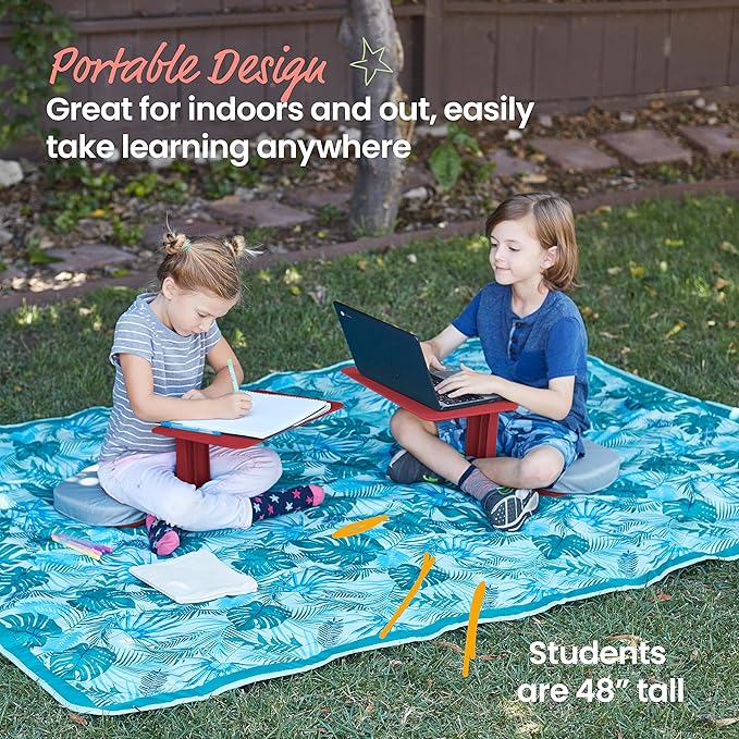 ECR4Kids The Surf Portable Lap Desk with Cushion, Flexible Seating, Red