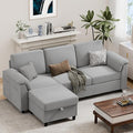Vongrasig 79" Convertible Sectional Couch Sofa with Storage Ottoman, 3 Seat L Shaped Couch with Side Storage Pockage, Small Couches for Living Room, Apartment and Small Space (Light Grey)