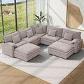 Vesgantti 101" V-Shaped Corner Couch Sectional, 7 Seat Customizable Modular Cloud Couches with Movable Ottoman, Chenille Deep Seat Sofa Set with Chaise for Living Room, Bedroom and Apartment, Brown