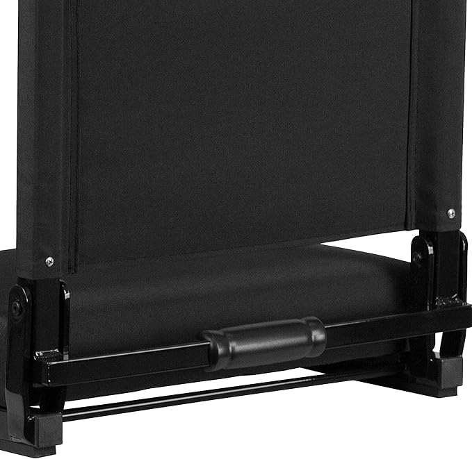 Flash Furniture Grandstand Portable Stadium Seats for Bleachers or Benches, Folding Padded Stadium Chairs with Handle, Pack of 2, 500 lb. Weight Capacity, Black