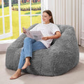 Hobestluk Bean Bag Chairs for Adults Giant Bean Bag Chair with Memory Foam Filling, Adult Beanbag for Bedroom, Living Room (Grey Plush)