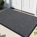 Yimobra Doormat Outdoor Indoor Entrance 47 x 32, All-Season All-Weather Front Door Mat, 100% Waterproof Welcome Matt for Floor Garage Outside Entry, Stain and Fade Resistant,Gray White