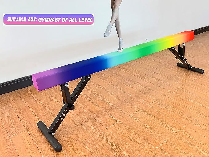MARFULA Adjustable Balance Beam 8 ft Gymnastic Beam Adjustable Height for Kids and Teenage of All Gymnastic Levels, Gymnastic Training Beam Gymnastic Equipment for Athlete Home and Gym Club Use