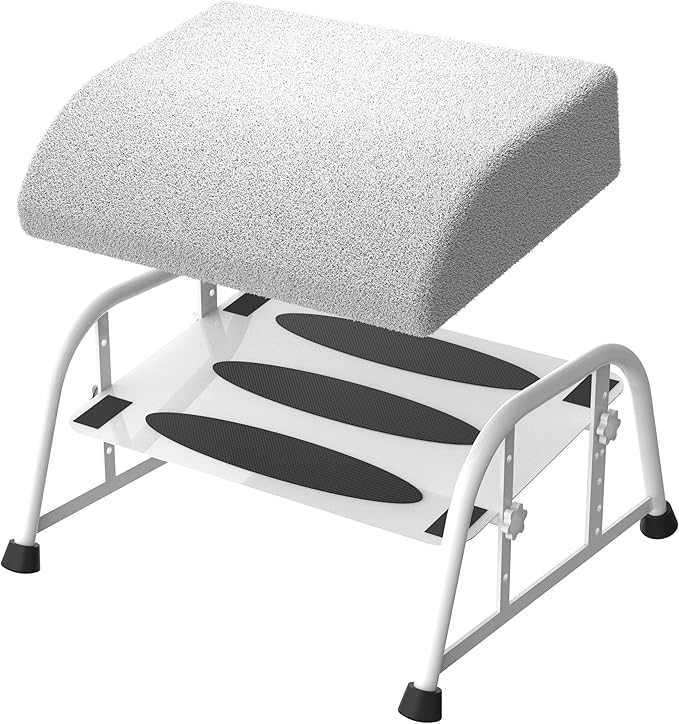 Foot Rest for Under Desk at Work, 10-Level Height Adjustable Ergonomic Foot Stool with Removable Soft Memory Foam Pad, Office & Gaming Desk Accessories for Leg Support（White 2 USE