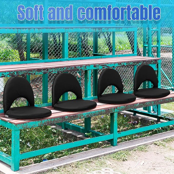 Maitys Stadium Seats for Bleachers with Back Support and Cushion Pad Folding Bleacher Seat with Backrest Wide Padded Elementary School Classroom Floor Chairs, 5 Reclining Positions