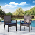 MFSTUDIO Patio Rattan Chairs Set of 2, Wicker Outdoor Dining Chairs Set of 2, All Weather Patio Armchairs w/Armrests, Steel Frame, Brown, 330lbs
