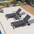 PURPLE LEAF Outdoor Chaise Lounge Set for 2 Aluminum Patio Chaise Lounger Chair with Armrest Adjustable Pool Chaise Lounge Chair for Beach Yard Poolside Table Included, Dark Grey