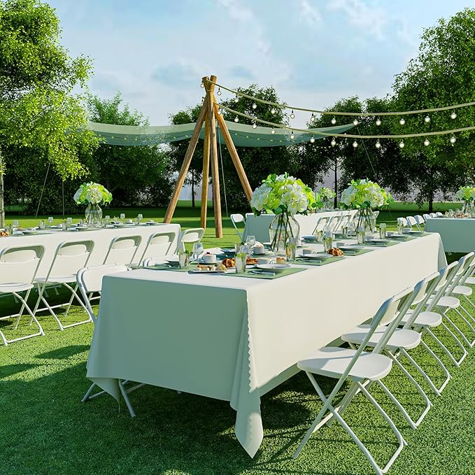 2 Pack White Folding Chairs, Portable Party Chairs, Plastic Folding Chair, Stackable Commercial Seats with Steel Frame for Office Wedding Party Patio Dinning Events, 350lbs Capacity